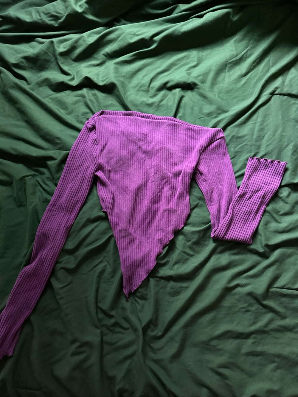 Ribbed Off-Shoulder Purple Women's Top